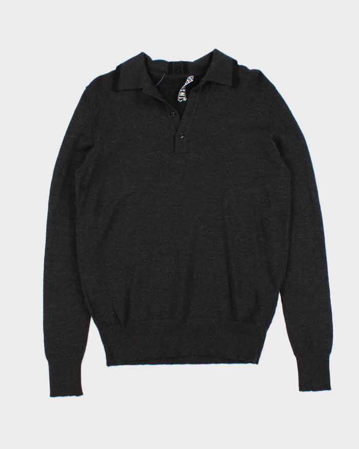 Vintage 00s Bikkembergs Wool Button Collared Knit Jumper - L