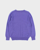 Vintage 1990s Snowlotus Purple Cashmere V-Neck Knit Jumper - M