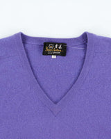 Vintage 1990s Snowlotus Purple Cashmere V-Neck Knit Jumper - M