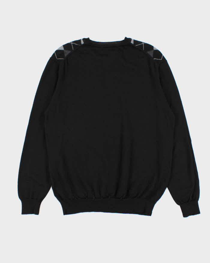 Vintage 00s Marco Fiori Merino Wool V-Neck Argyle Knit Jumper - L