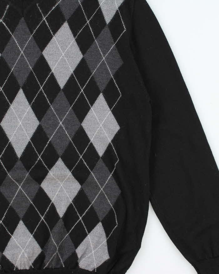 Vintage 00s Marco Fiori Merino Wool V-Neck Argyle Knit Jumper - L