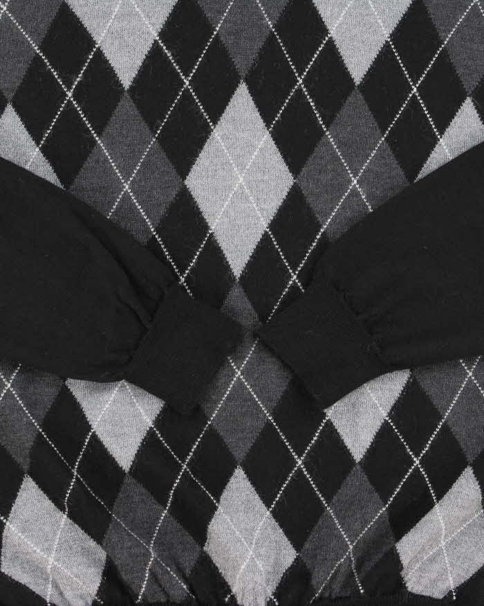 Vintage 00s Marco Fiori Merino Wool V-Neck Argyle Knit Jumper - L