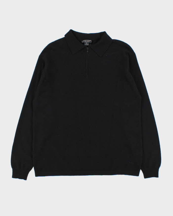 Vintage 1990s Rossi Collezioni Cashmere Collared Quarter-Zip Knit Jumper - M