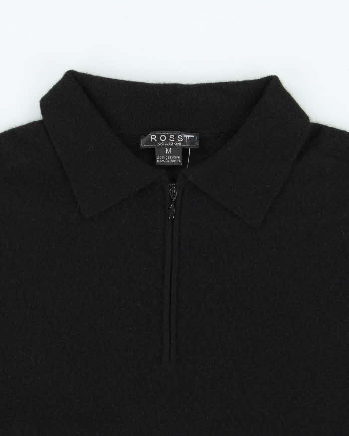 Vintage 1990s Rossi Collezioni Cashmere Collared Quarter-Zip Knit Jumper - M