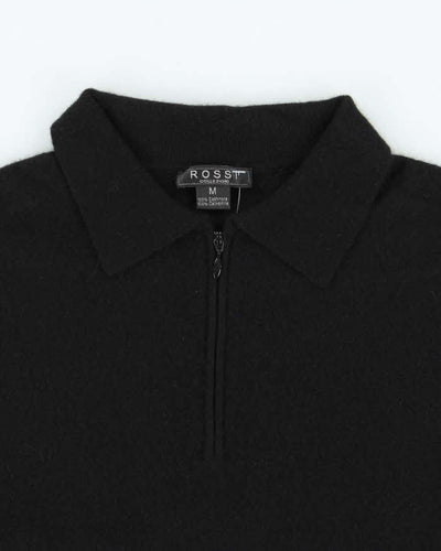 Vintage 1990s Rossi Collezioni Cashmere Collared Quarter-Zip Knit Jumper - M