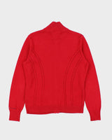 Vintage Y2K 00s Tommy Hilfiger Fitted Cable Knit Zip-Up Knit - L