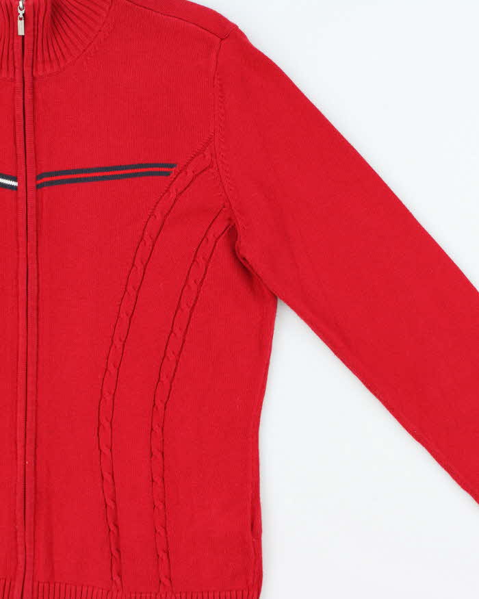 Vintage Y2K 00s Tommy Hilfiger Fitted Cable Knit Zip-Up Knit - L