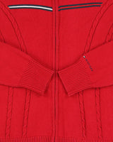 Vintage Y2K 00s Tommy Hilfiger Fitted Cable Knit Zip-Up Knit - L