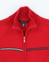 Vintage Y2K 00s Tommy Hilfiger Fitted Cable Knit Zip-Up Knit - L