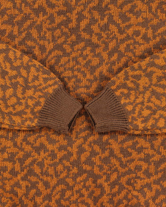 Vintage 1980s Yves Saint Laurent Patterned Wool High Neck Knit Jumper - L