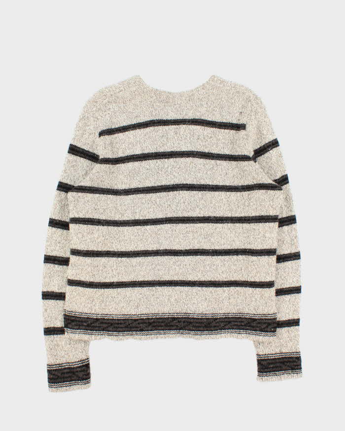 Vintage 1990s Quest Wool Striped V-Neck Knit Jumper - M
