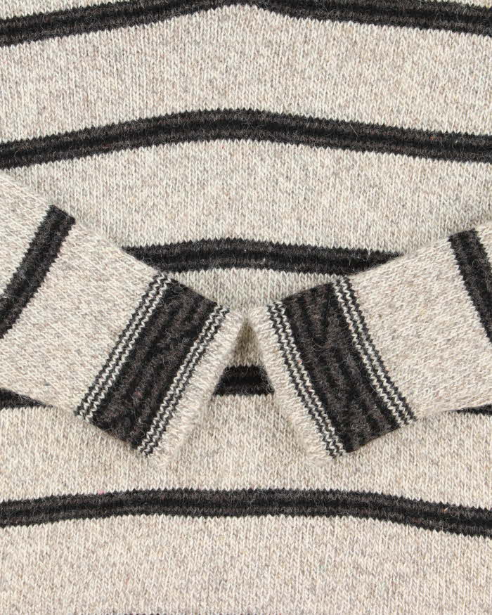 Vintage 1990s Quest Wool Striped V-Neck Knit Jumper - M