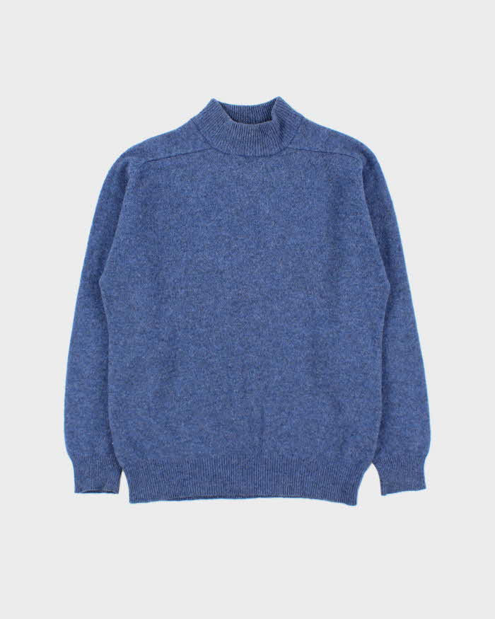 Vintage 1980s Speckled Yarn Wool High-Neck Knit Sweater - M