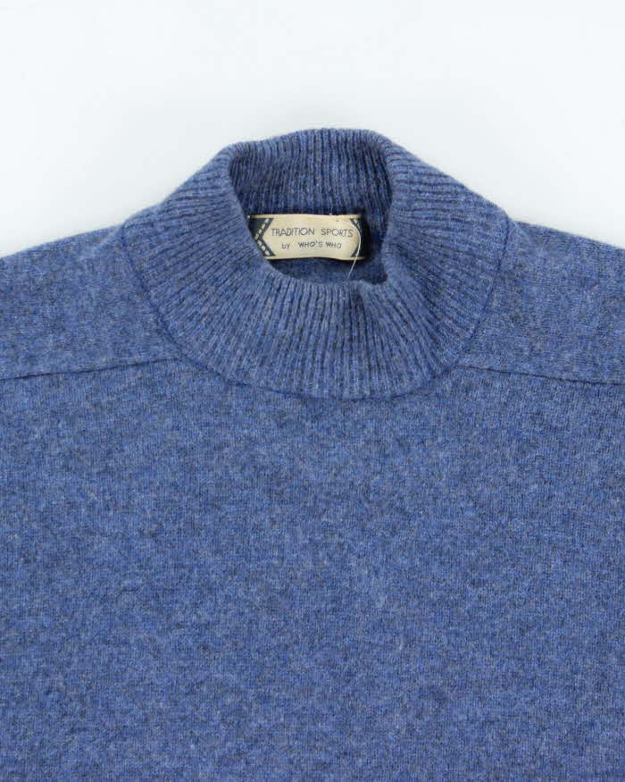 Vintage 1980s Speckled Yarn Wool High-Neck Knit Sweater - M