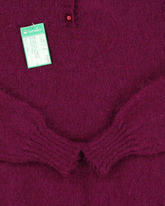 DSWT Vintage 1970s Benetton Mohair Wool Blend Collared Knit Jumper - XL