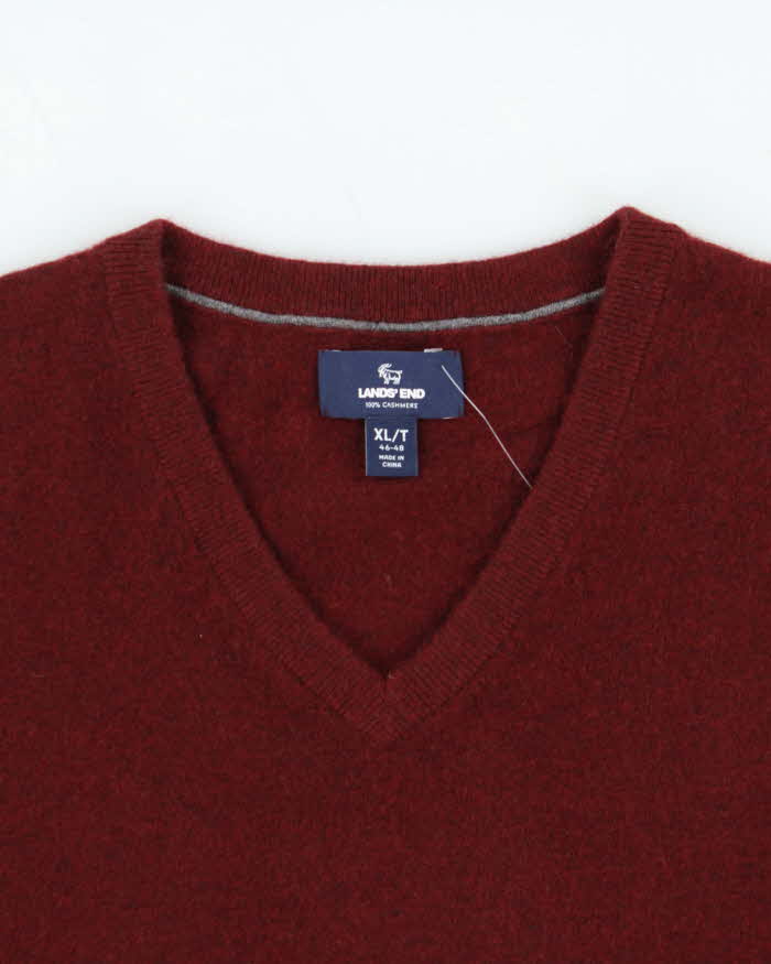 Lands' End Cashmere V-Neck Knit Jumper - XL
