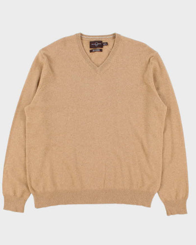 Vintage Black & Brown 1826 Cashmere V-Neck Knit Jumper - XL