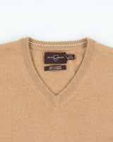 Vintage Black &amp; Brown 1826 Cashmere V-Neck Knit Jumper - XL