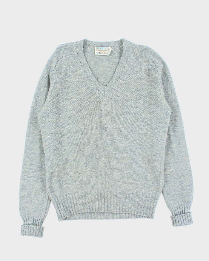 Vintage 1970s Sears Shetland Wool Speckled Yarn V-Neck Knit Jumper - L
