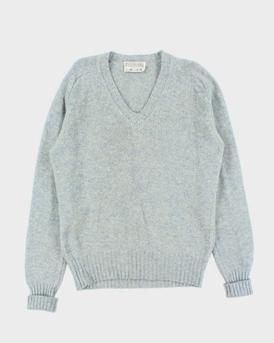 Vintage 1970s Sears Shetland Wool Speckled Yarn V-Neck Knit Jumper - L