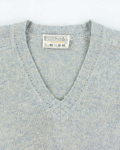 Vintage 1970s Sears Shetland Wool Speckled Yarn V-Neck Knit Jumper - L
