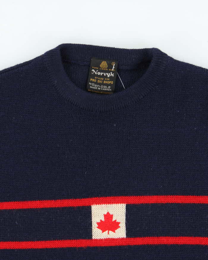 Vintage 1980s Norvyk Canada Wool Crewneck Ski Knit Jumper - S