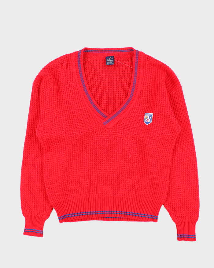 Vintage 1990s Gant The Rugger V-Neck Knit Jumper - M