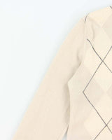 Vintage Y2K 00s Burberry Cashmere Argyle V-Neck Knit Jumper - S