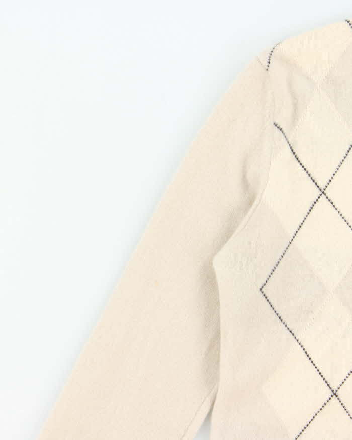 Vintage Y2K 00s Burberry Cashmere Argyle V-Neck Knit Jumper - S