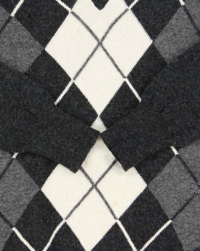Vintage Y2K 00s Burberry Merino Wool Argyle V-Neck Knit Jumper - M
