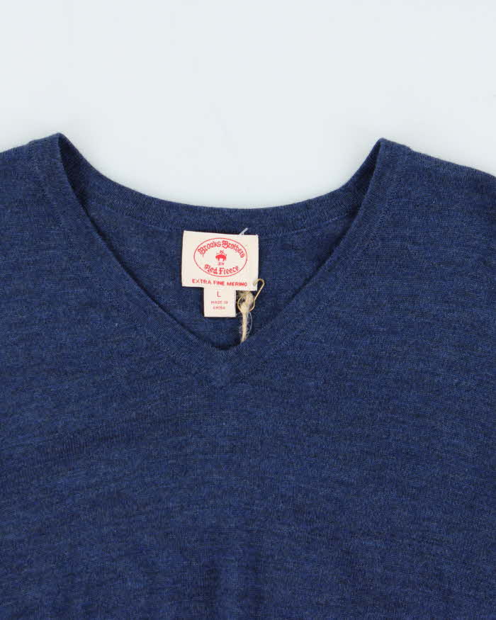 DSWT Vintage Brooks Brothers Extra Fine Merino Wool V-Neck Knit Jumper - L