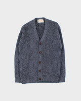 Vintage 1980s Wool Speckled Ribbed Knit Cardigan - M