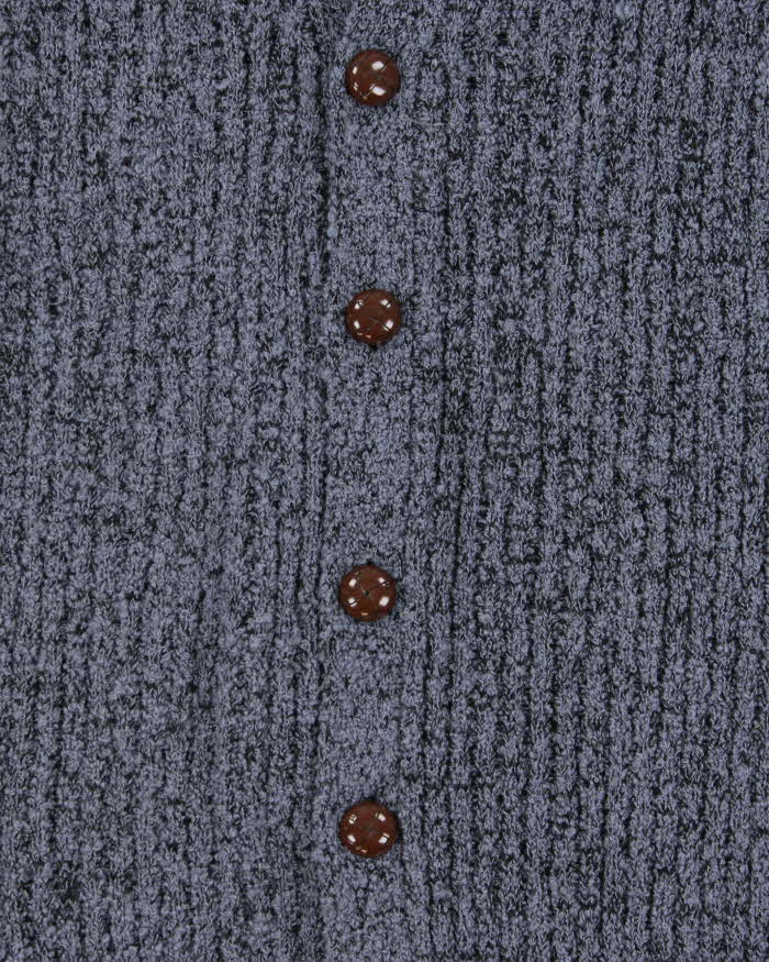 Vintage 1980s Wool Speckled Ribbed Knit Cardigan - M