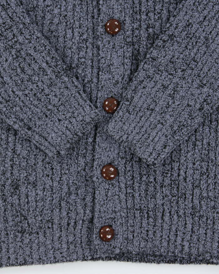 Vintage 1980s Wool Speckled Ribbed Knit Cardigan - M