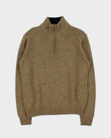 Vintage 00s Napapijri Speckled Wool Quarter-Zip Knit Jumper - L
