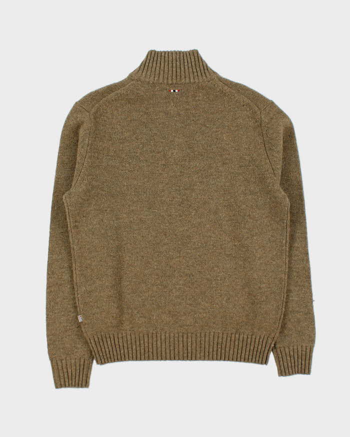 Vintage 00s Napapijri Speckled Wool Quarter-Zip Knit Jumper - L