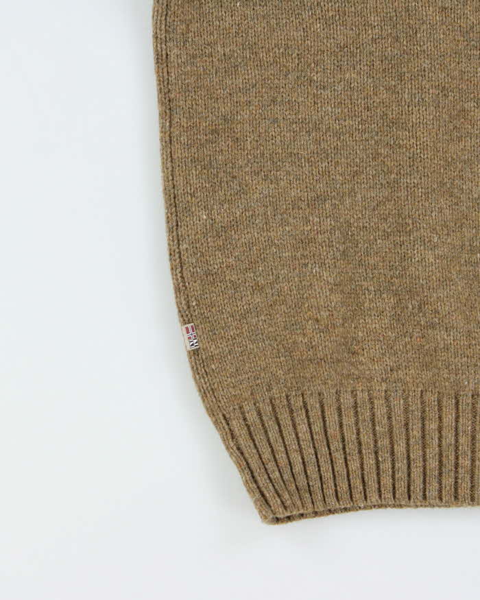 Vintage 00s Napapijri Speckled Wool Quarter-Zip Knit Jumper - L