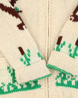 Vintage 1960s Hand Knit Wool Cowigan Zip-Up Cardigan - M