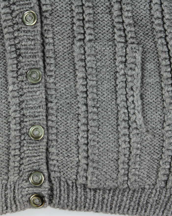 Vintage 1980s Chunky Cable Knit Oversized Wool Cardigan - L