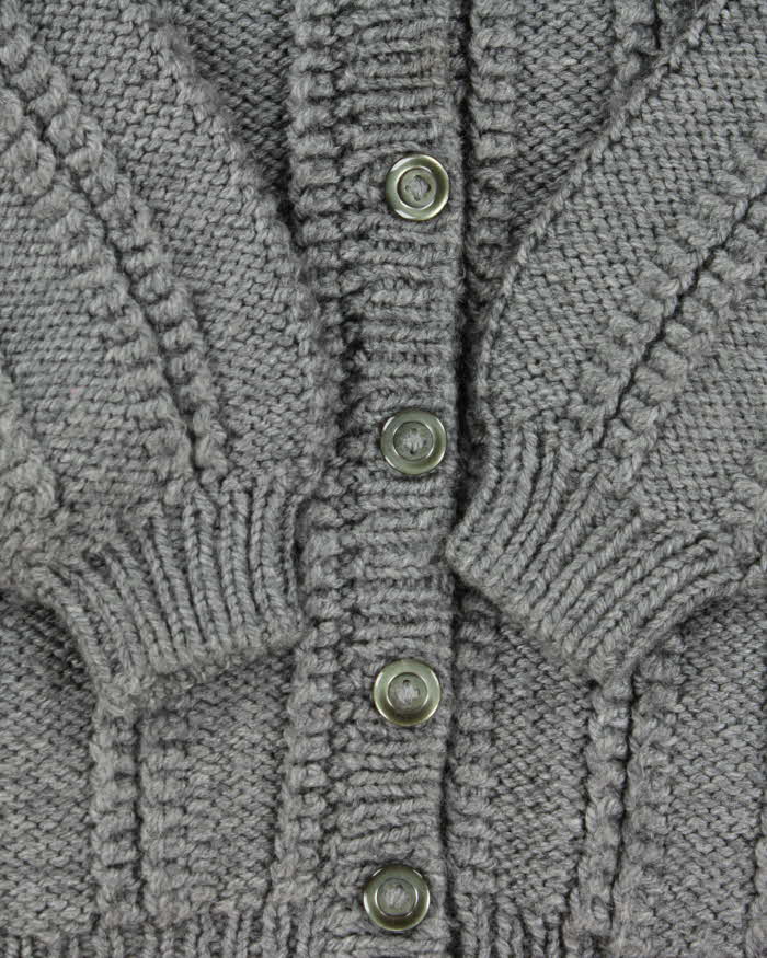 Vintage 1980s Chunky Cable Knit Oversized Wool Cardigan - L