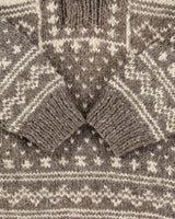 Vintage 1980s Chunky Nordic Wool Collared Hand Knit Jumper - L