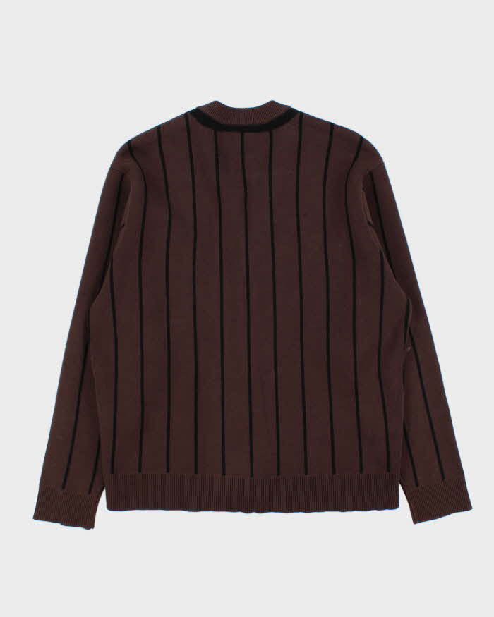 Dime Striped Heavyweight Cotton Knit Varsity Cardigan - S