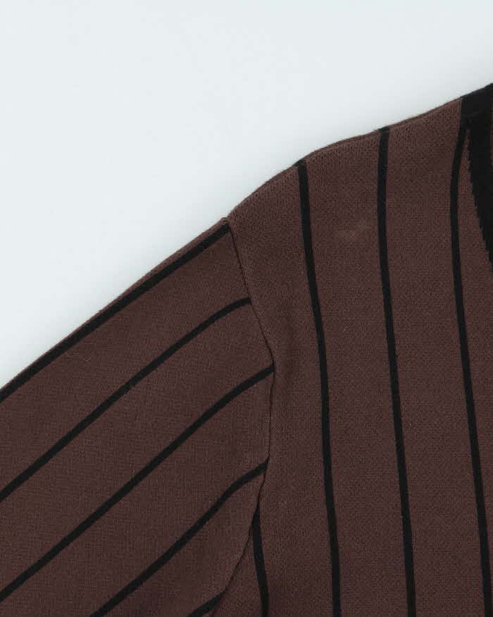 Dime Striped Heavyweight Cotton Knit Varsity Cardigan - S