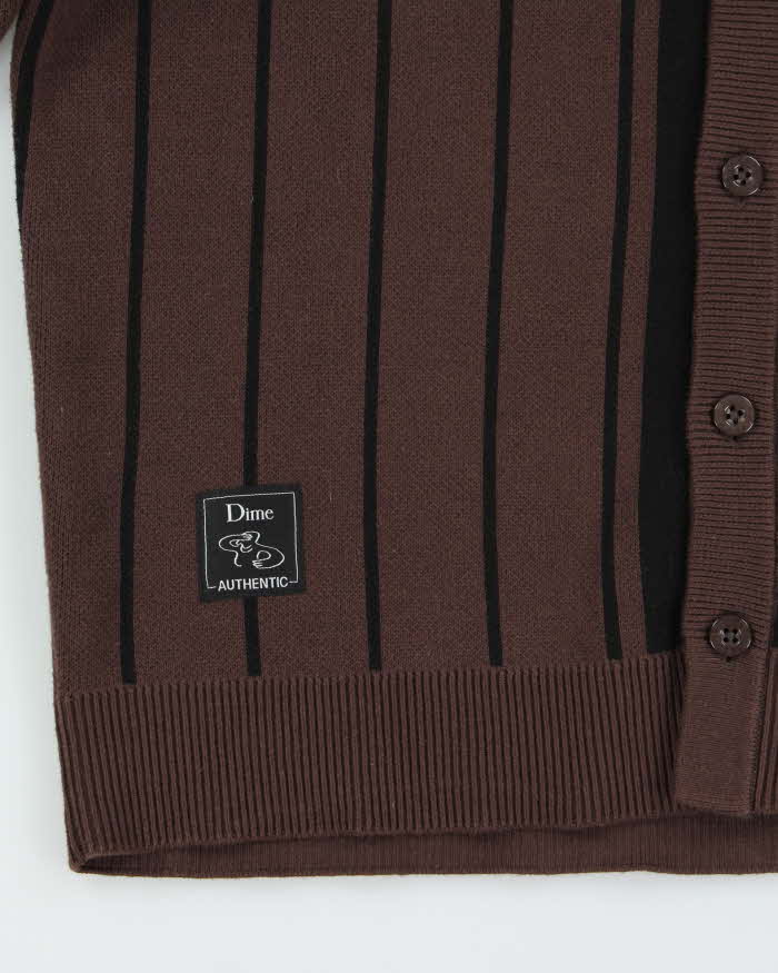 Dime Striped Heavyweight Cotton Knit Varsity Cardigan - S