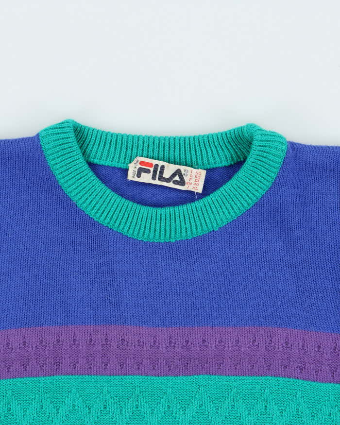 Vintage 1980s Fila Wool Blend Nordic Knit Jumper - L