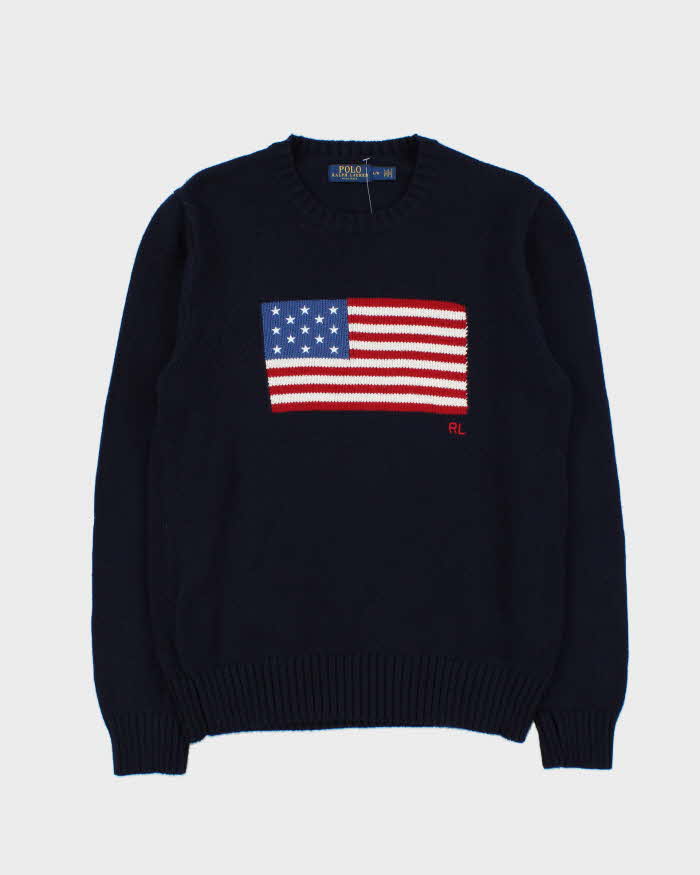 Polo Ralph Lauren Made In USA Classic Flag Crewneck Knit Jumper - L