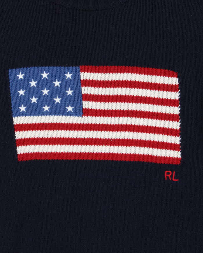 Polo Ralph Lauren Made In USA Classic Flag Crewneck Knit Jumper - L