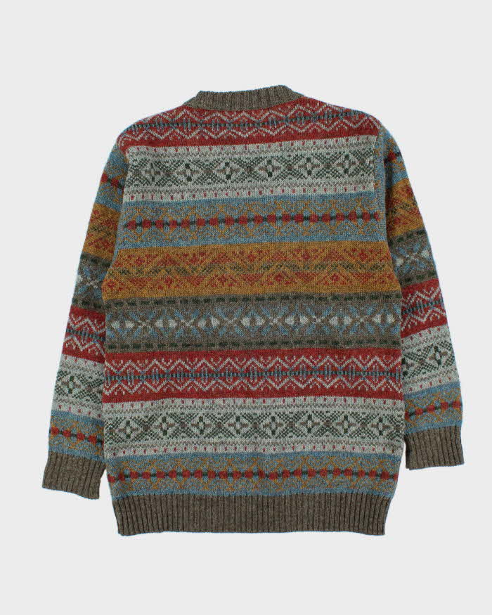Vintage 1980s StMichael Made In UK Wool Patterned Crewneck Knit Jumper - L