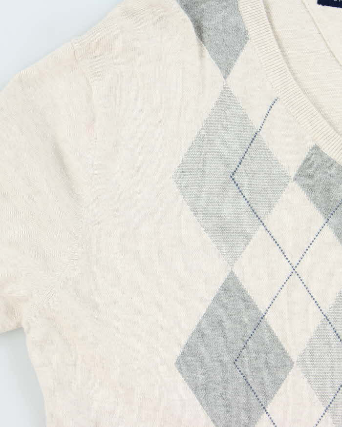 Vintage Y2K 00s Tommy Hilfiger Argyle V-Neck Knit Jumper - XXL