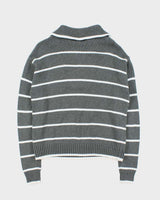 Vintage 00s Benetton Striped Quarter-Zip Funnel Knit Jumper - M